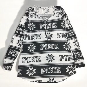 Victoria's Secret VS PINK Sleepwear Shirt Holiday Fairisle Snowflake Size Small